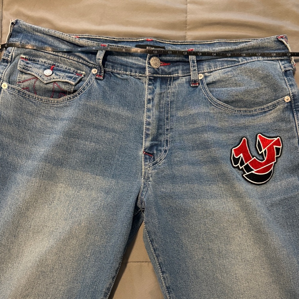 Men's Blue Jeans with Red Accent